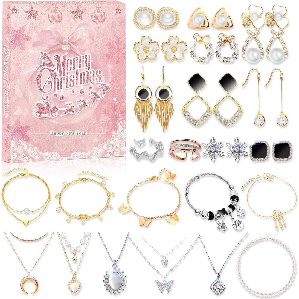 Christmas Jewelry Advent Calendar 2025, 24 Days Countdown Christmas, Xmas Advent